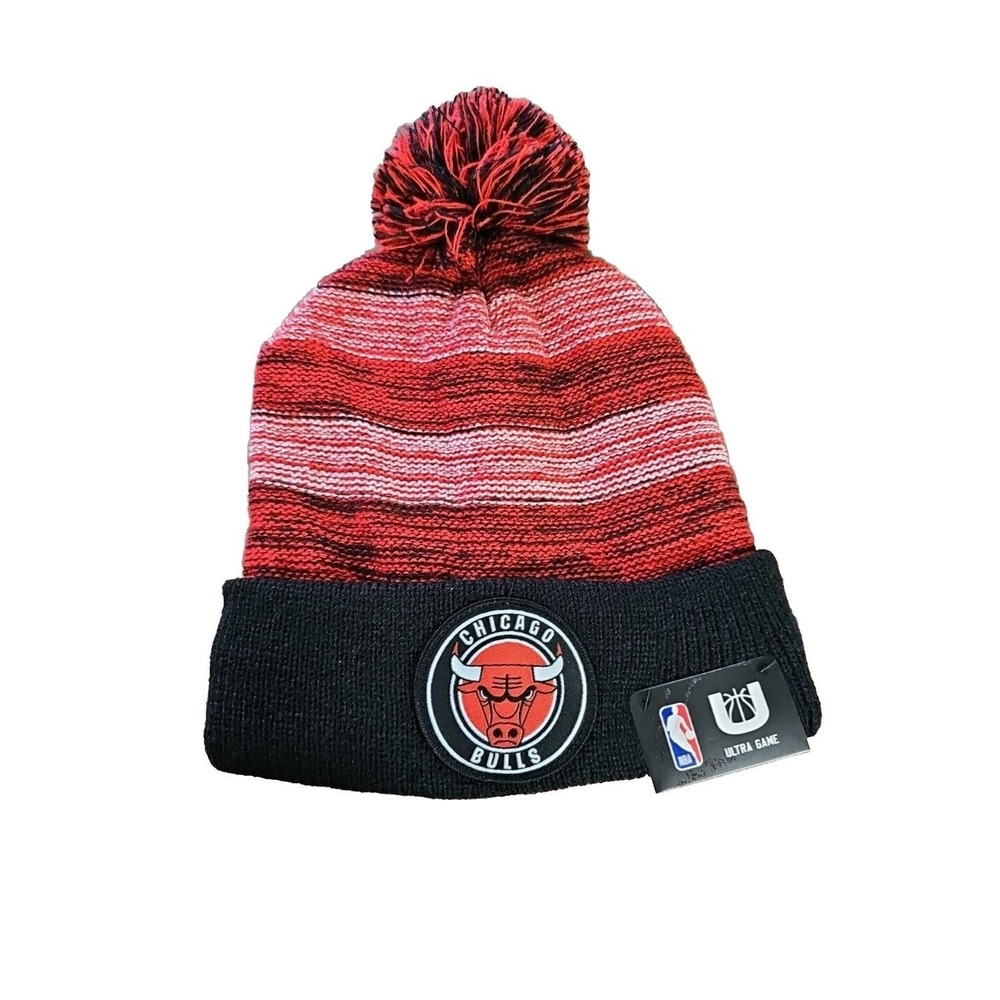 NBA Ultra Game Chicago Bulls Knit Beanie Hat With Pom Pom‎ OSFA New with Tags